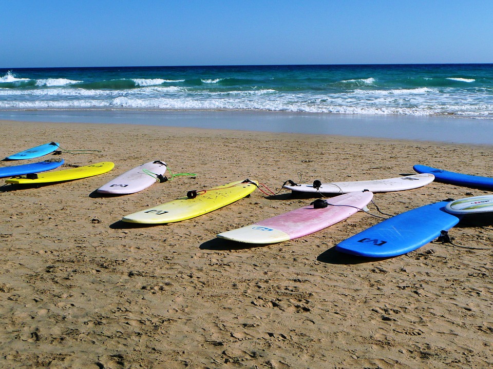surfboards in the beach